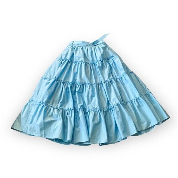 NWT CINQ À SEPT Jackie Belted Tiered Midi Skirt, Size 4, Celeste Blue - Picture 7 of 16